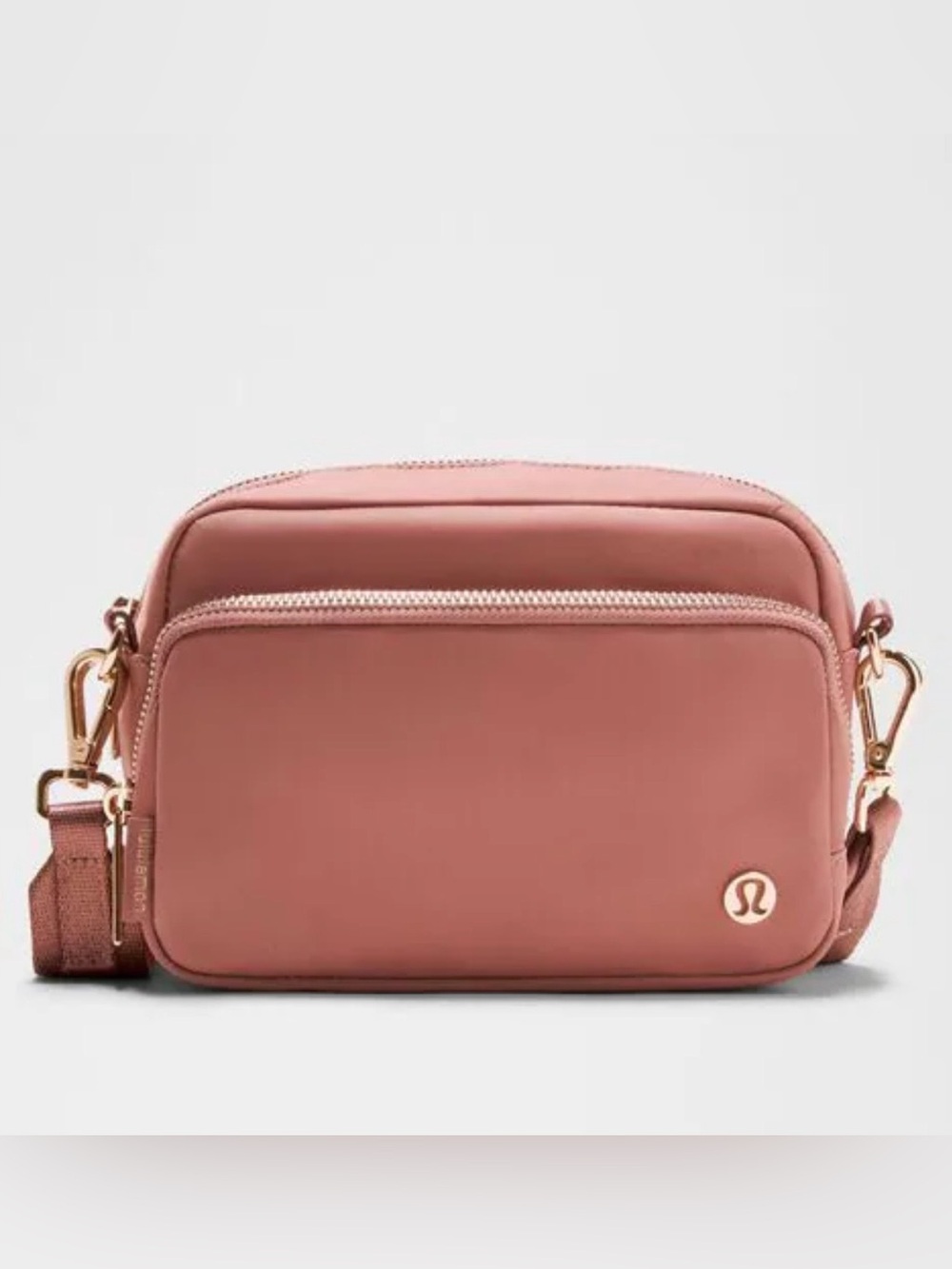 Lululemon Spiced Chai 2L Everywhere Crossbody Bag with Rose Gold Hardware